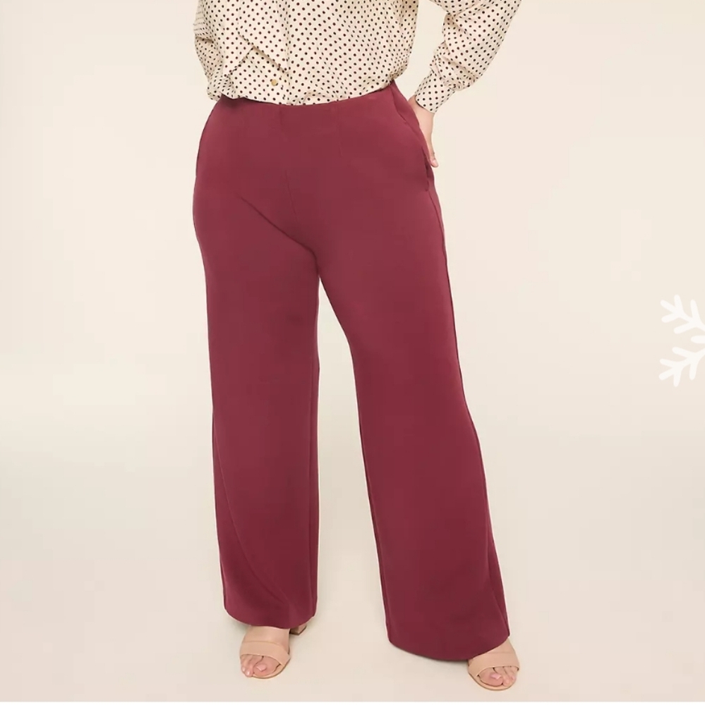 NWT Lane Bryant Pull On Wide Leg Pants Burgandy
